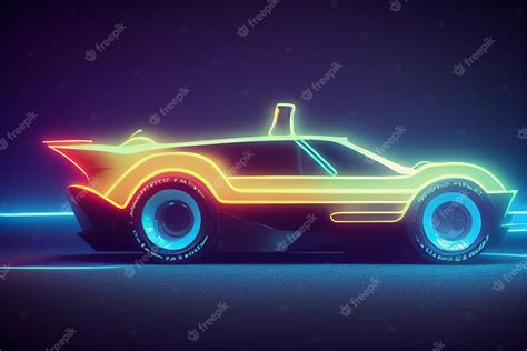 Premium Photo | Futuristic retro wave synth wave car retro sport car with neon backlight contours