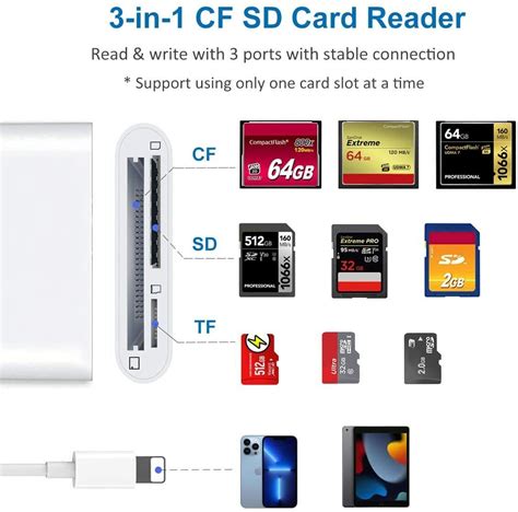 SD/CF/TF Card Reader for IPhone to CF Adapter Trail Game camera viewer for ipad | eBay