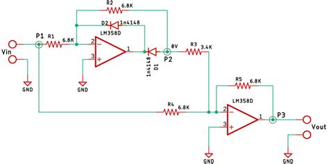 Active half wave rectifier op amplifier