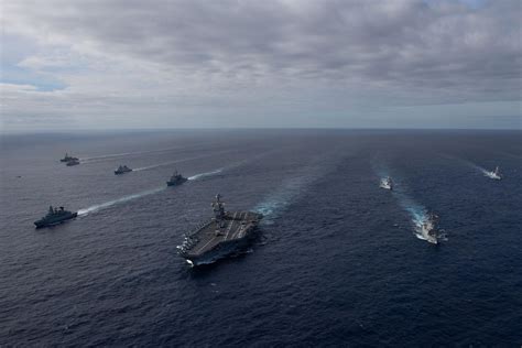 Gerald R. Ford Carrier Strike Group (GRFCSG) streaming in the Atlantic Ocean [1800*1200] : r ...