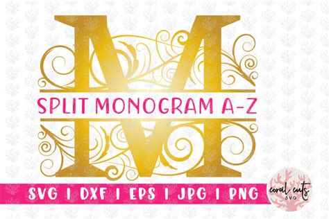 Alphabet Floral Split Monogram SVG Cut File - Crella