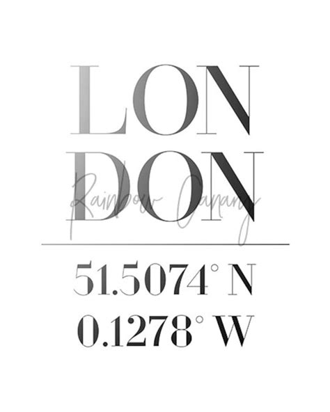 London coordinates print London poster Latitude and | Etsy