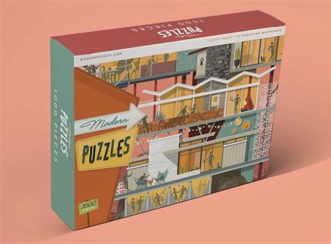 1,000-piece midcentury modern jigsaw puzzles from Modern Puzzles - Retro Renovation