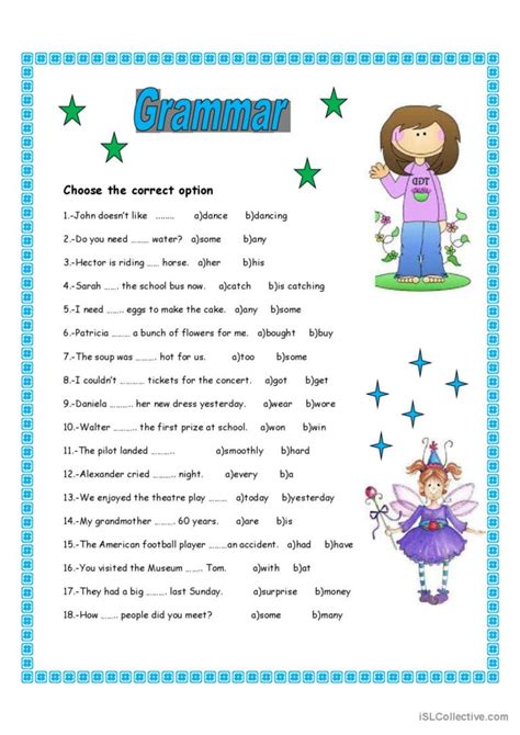 GRAMMAR EXERCISES: English ESL worksheets pdf & doc