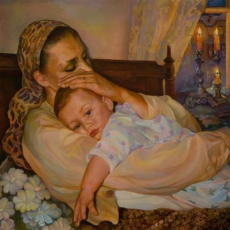 Mother With Child Painting by Elena Kokin