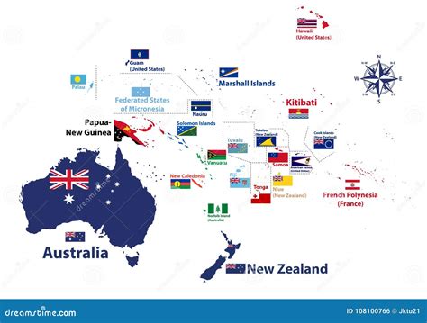 Australia and Oceania Region Vector High Detailed Map with Countries ...