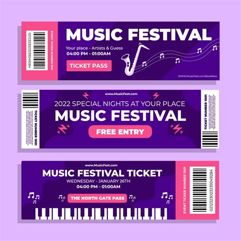 Download the Set of Music Festival Ticket Template 5363988 royalty-free Vector from Vecteezy for ...