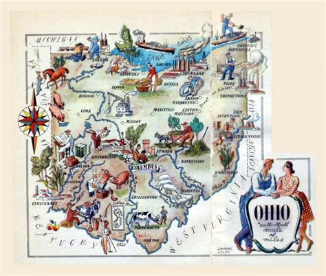 Detailed tourist illustrated map of Ohio state | Ohio state | USA ...