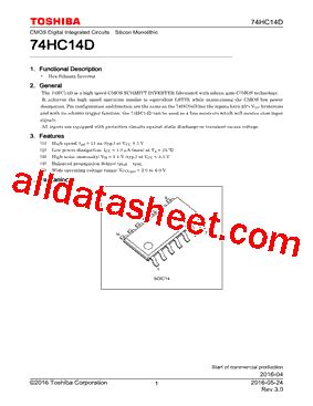 74HC14D Datasheet(PDF) - Toshiba Semiconductor