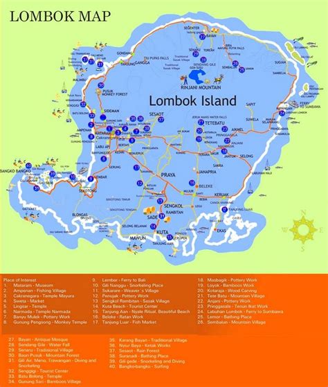 Lombok sightseeing map | Lombok, Bali map, Bali vacation