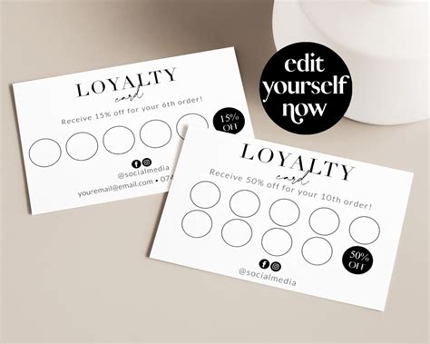 Loyalty Card Template Editable Stamp Card Discount Punch - Etsy UK