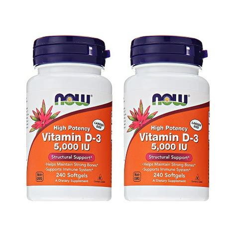 Now Foods - Vitamin D3 5000 IU 240 Softgels (Pack of 2) - Walmart.com ...