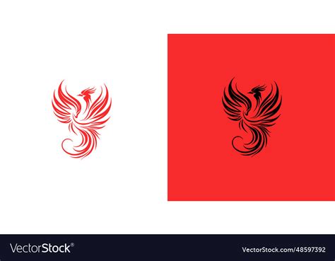 Abstract red and black phoenix logo design Vector Image