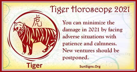 Tiger Horoscope 2021 - Luck And Feng Shui Predictions! - SunSigns.Org