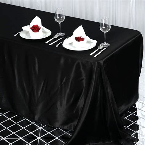 90"x132" Black Satin Rectangular Tablecloth | Table cloth, Rectangle tablecloth, Table linens