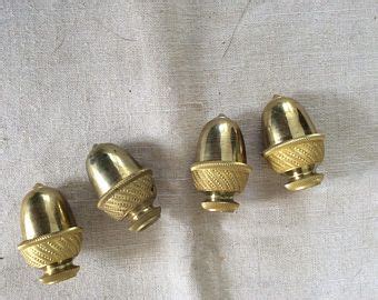 Antique 1900s Brass Ormolu Four Large Curtain Cord Pulls or Light Pull Cord Acorn Shaped | Brass ...