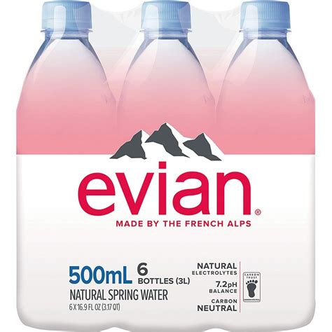 evian Natural Spring Water, .5 L bottles, 6 pack | Garden Grocer