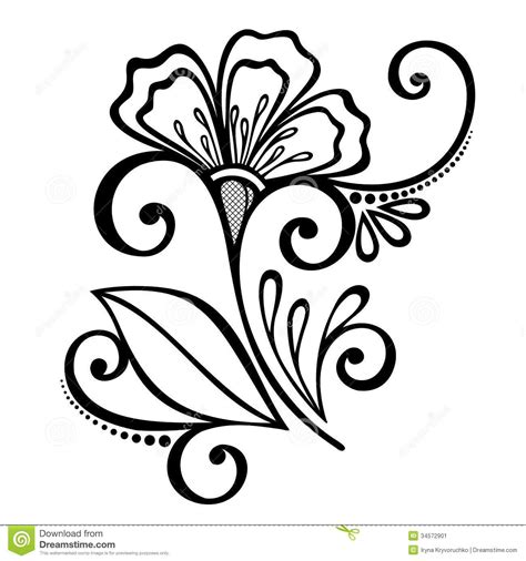 Decorative Flower with Leaves | Pencil drawings of flowers, Flower ...