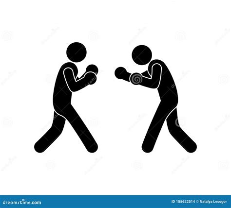 Stick Figure Boxing Icon, Boxers Duel Vector Illustration ...