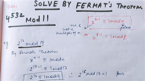 Fermat's Theorem Numerical examples | Important for exams - YouTube