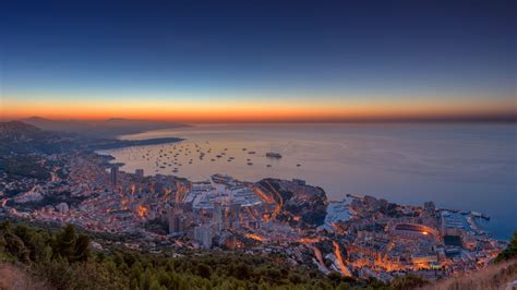 Aerial photo of village, Monaco, sunset, sea, horizon HD wallpaper | Wallpaper Flare