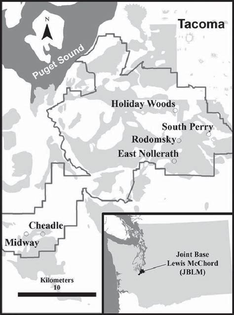 Map of Fort Lewis (portion of JBLM), located south of Tacoma, WA ...