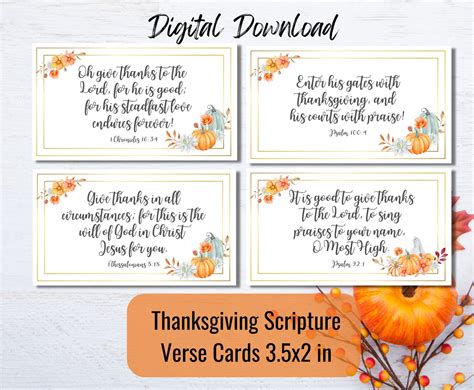 Thanksgiving Scripture Verse Printable Cards, Digital Download Bible ...