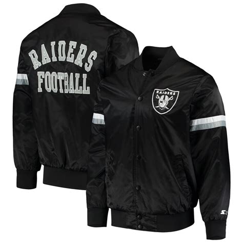 Starter Oakland Raiders Black Champ Satin Varsity Jacket