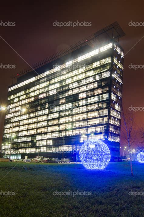 Commercial office buildings exterior - Night view — Stock Photo ...