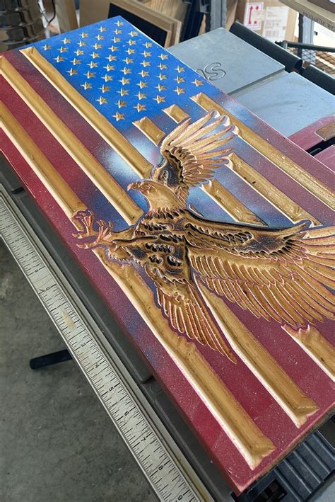 CNC American Flag With Eagle - Etsy