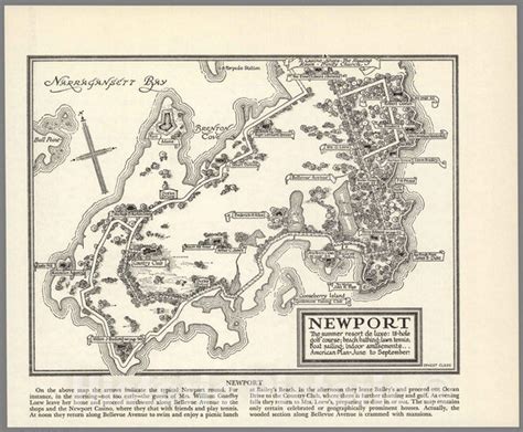 Historic Map : Newport, Rhode Island. The summer resort de luxe. 1950 ...