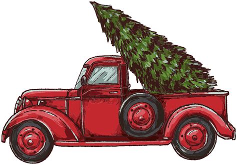 Truck carrying Christmas tree christmas sticker - TenStickers