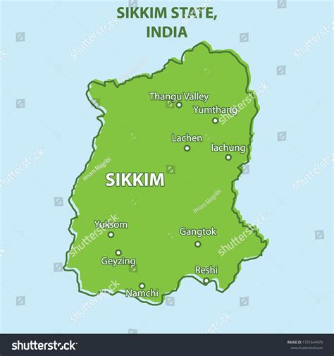 Sikkim State Map India Country Stock Vector (Royalty Free) 1701644479 ...