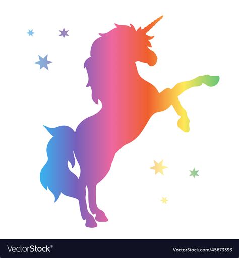 Unicorn silhouette flat plain design with rainbow Vector Image