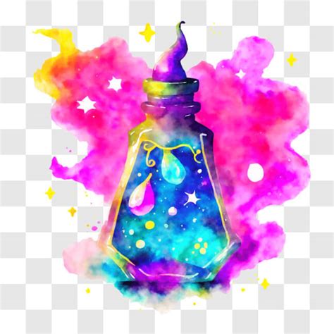 Download Magical Potion Bottle Watercolor Painting for Home and Education PNG Online - Creative ...