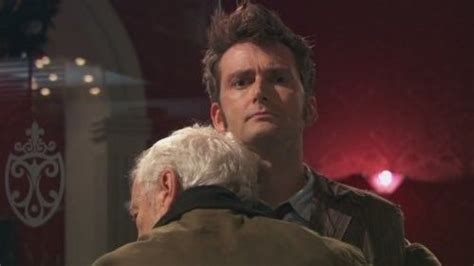 Heart breaking! Wilfred Mott is hugging the Doctor Eleventh Doctor, Doctor Who, Wilfred Mott ...