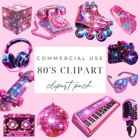 80's Retro Clipart Set 80's Neon Clipart Digital Download Disco Clipart ...