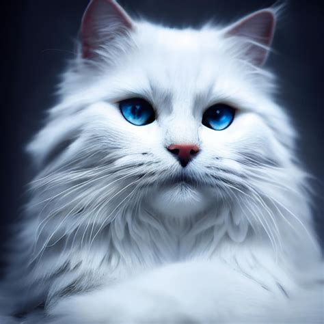 Premium Photo | White persian cat portrait blue eyes 3d rendering