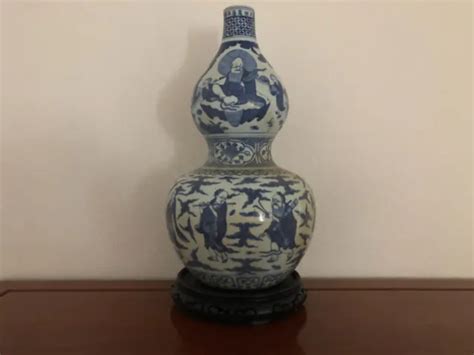 CHINESE MING DYNASTY Blue & White Porcelain Vase 19" Tall $100.00 - PicClick