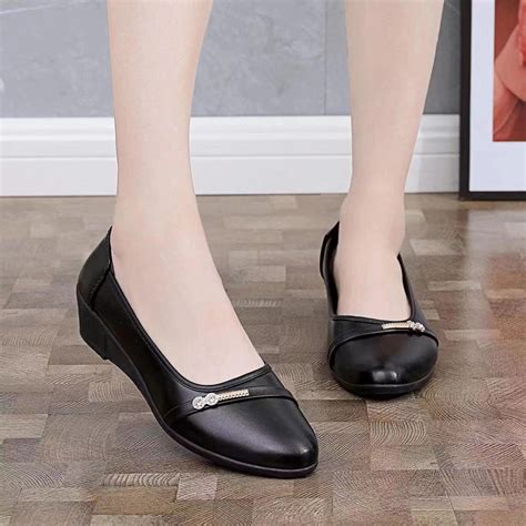 【HHS】 VOFOX Black Shoes For Women Leather Korean Fashionable office loafer shoes for women ...