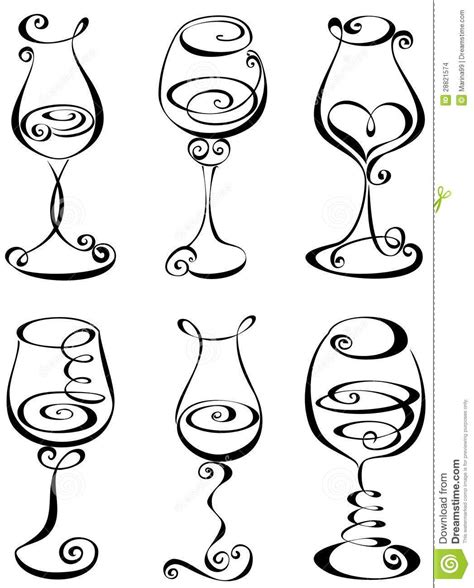 Set stylized wine glass | Wine glass drawing, Wine glass tattoo, Wine ...