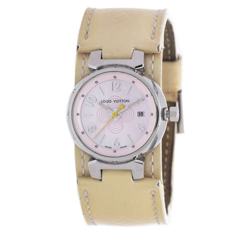 Pre-Owned Louis Vuitton Women's Beige Leather Watch - Overstock ...