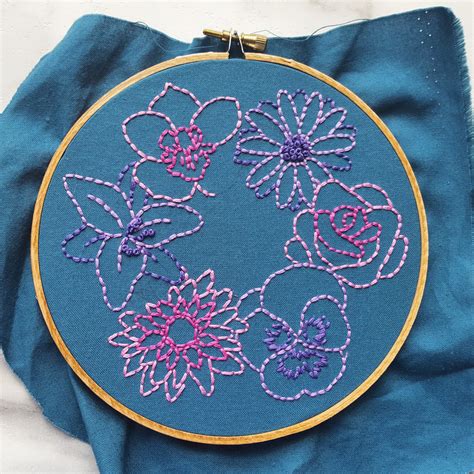 Simple Flowers Embroidery Pattern (PDF) – Jessica Long Embroidery