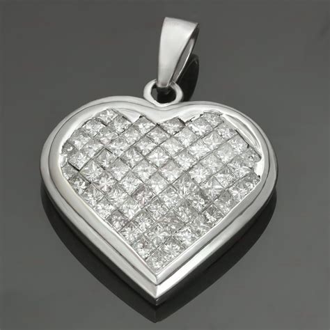 Diamond 14k White Gold Heart-Shaped Charm Pendant-MTSJ11682