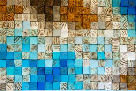 Modern Wood Wall Art - sea side painting, reclaimed 3d wood art, blue wall decor, abstract painting