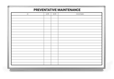 Preventative Maintenance Dry Erase Board