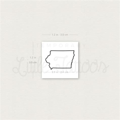 Iowa Map Outline Temporary Tattoo - Set of 3 – Little Tattoos