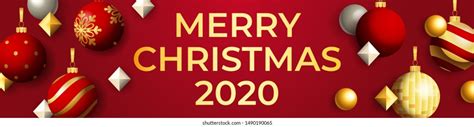 Merry Christmas Banner Design On Red Stock Vector (Royalty Free) 1490190065 | Shutterstock