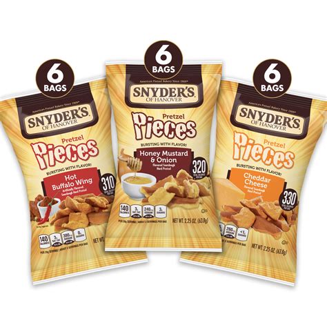 Snyder's of Hanover Pretzel Pieces, Variety Pack of Pretzels Individual Packs, 2.25 Oz, 18 Ct ...