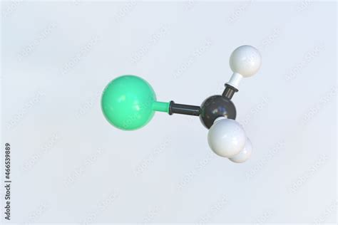 Chloromethane molecule made with balls, scientific molecular model. 3D ...